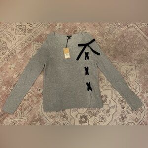 HALOGEN Lace up soft feminine SWEATER - NWOT (washed once) Nordstrom bow